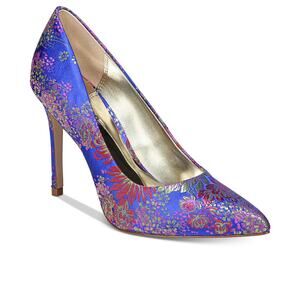 Carlos by Carlos Santana Blue Floral Brocade Pointed Toe Heels Size 7